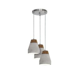 Eglo Lighting Indoor Pendants Gray / 3 Light Concrete Timber Pendant In 1 or 3 Light Lights-For-You 95526