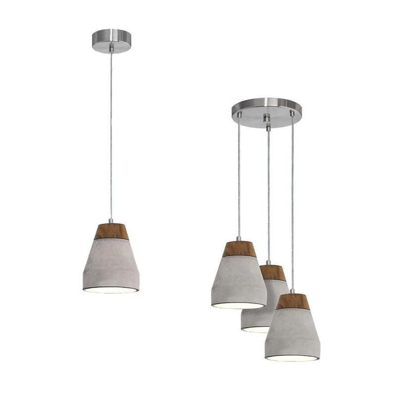 Eglo Lighting Indoor Pendants Concrete Timber Pendant In 1 or 3 Light Lights-For-You