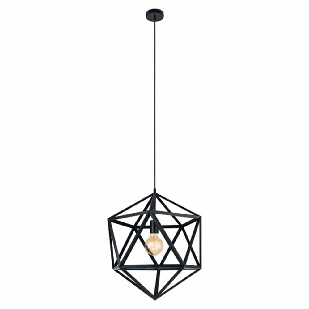 Eglo Lighting Indoor Pendants Embleton Pendent Light Large 1Lt Black Lights-For-You 49762N 9008606255948