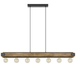 Eglo Lighting Indoor Pendants Layham 7Lt Pendant Light in Black & Rustic Wood Lights-For-You 205157 9008606238880