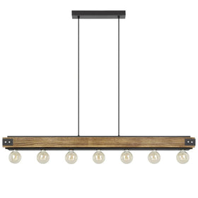 Eglo Lighting Indoor Pendants Layham 7Lt Pendant Light in Black & Rustic Wood Lights-For-You 205157 9008606238880