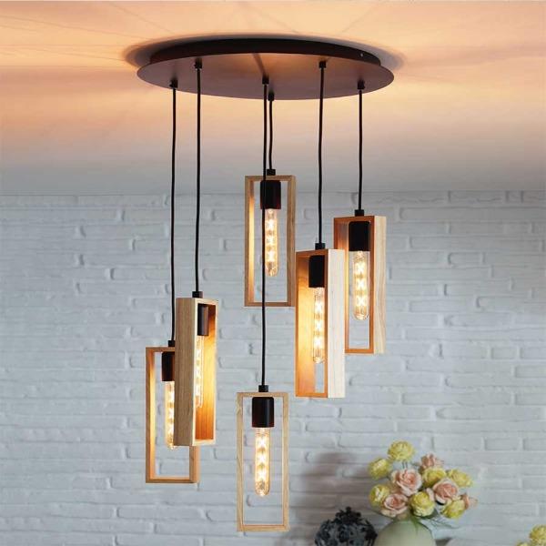 Eglo Lighting Indoor Pendants Black Littleton Modern Wooden Pendant Light Lights-For-You 49549N