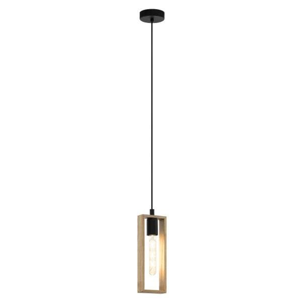 Eglo Lighting Indoor Pendants Littleton Scandi Wooden Pendant Light 1Lt Lights-For-You 49473N 9008606209866