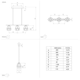 Eglo Lighting Indoor Pendants Mardyke Pendant Light 3Lt in Black & Clear Lights-For-You 43644