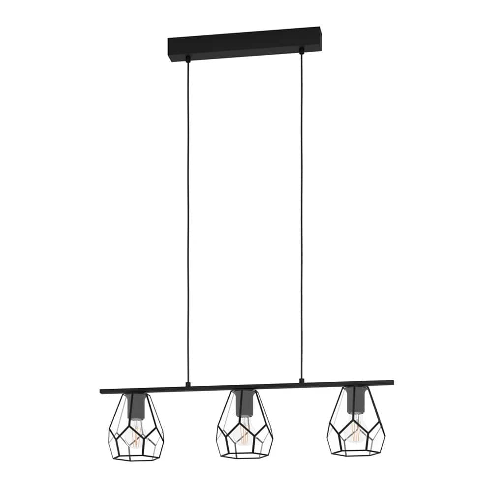 Eglo Lighting Indoor Pendants Mardyke Pendant Light 3Lt in Black & Clear Lights-For-You 43644