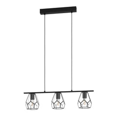 Eglo Lighting Indoor Pendants Mardyke Pendant Light 3Lt in Black & Clear Lights-For-You 43644