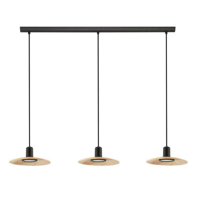 Eglo Lighting Indoor Pendants Mayazes 3Lt LED Pendant Light in Black/Natural Wood Lights-For-You 39912N