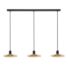 Eglo Lighting Indoor Pendants Mayazes 3Lt LED Pendant Light in Black/Natural Wood Lights-For-You 39912N