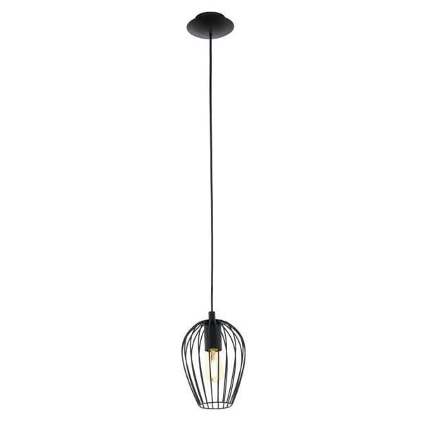 Eglo Lighting Indoor Pendants Newton Cage Black Pendant Light 1Lt Lights-For-You 49477 9002759494773