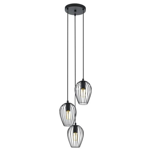 Eglo Lighting Indoor Pendants Black Cluster Newtown Pendant Light 3Lt in Steel Black Lights-For-You 49479