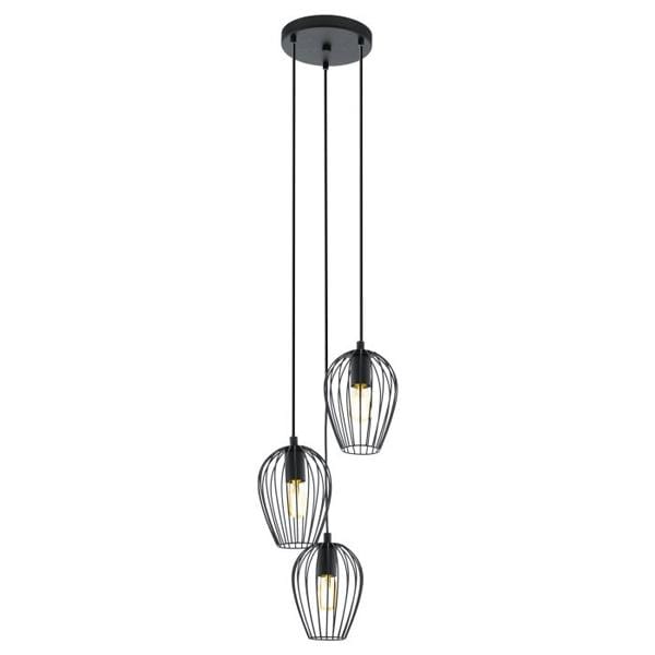 Eglo Lighting Indoor Pendants Newtown Pendant Light 3Lt in Steel Black Lights-For-You 49479 9002759494797