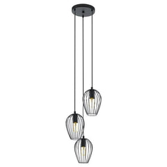 Eglo Lighting Indoor Pendants Newtown Pendant Light 3Lt in Steel Black Lights-For-You 49479 9002759494797