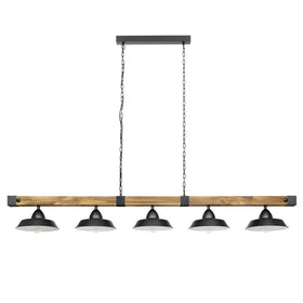 Eglo Lighting Indoor Pendants Oldbury 5Lt Pendant Light in Black & Brown Rustic Lights-For-You 205036 9008606235827