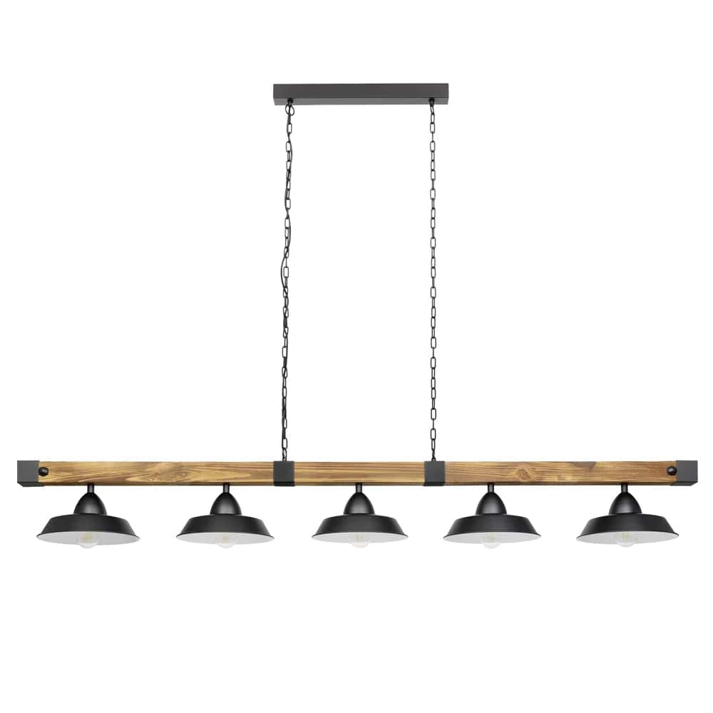 Eglo Lighting Indoor Pendants Oldbury 5Lt Pendant Light in Black & Brown Rustic Lights-For-You 205036 9008606235827