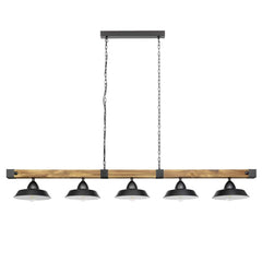 Eglo Lighting Indoor Pendants Oldbury 5Lt Pendant Light in Black & Brown Rustic Lights-For-You 205036 9008606235827