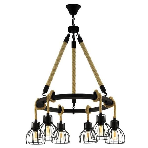 Eglo Lighting Indoor Pendants Rampside Pendant Light 6 Light Rope Lights-For-You 43194 9002759431945