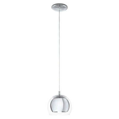 Eglo Lighting Indoor Pendants Rocamar Pendant Light 1Lt in Chrome/Clear Glass Lights-For-You 94592 9002759945923