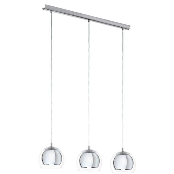 Eglo Lighting Indoor Pendants Rocamar Pendant Light 3Lt in Chrome/Clear Glass Lights-For-You 94593 9002759945930