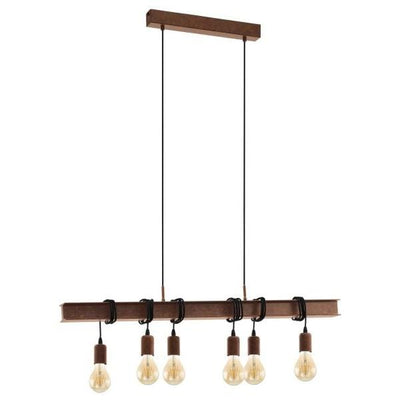 Eglo Lighting Indoor Pendants Townshend 4 Pendant Light Industrial Steel 6Lt Lights-For-You 49859 9002759498597