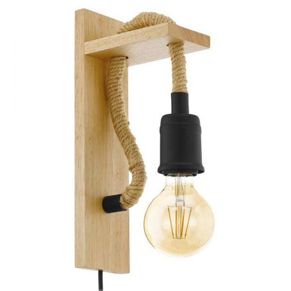 Eglo Lighting Indoor Wall Lights Rampside Rope/Wooden Indoor Wall Light 1Lt Lights-For-You 43197N 9008606209842