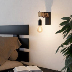 Eglo Lighting Indoor Wall Lights Black Townshend Indoor Wall Light Timber Lights-For-You 32917
