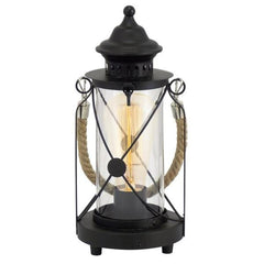 Eglo Lighting Table Lamps Black Bradford Vintage Table Lamp With Rope Lights-For-You 49283N