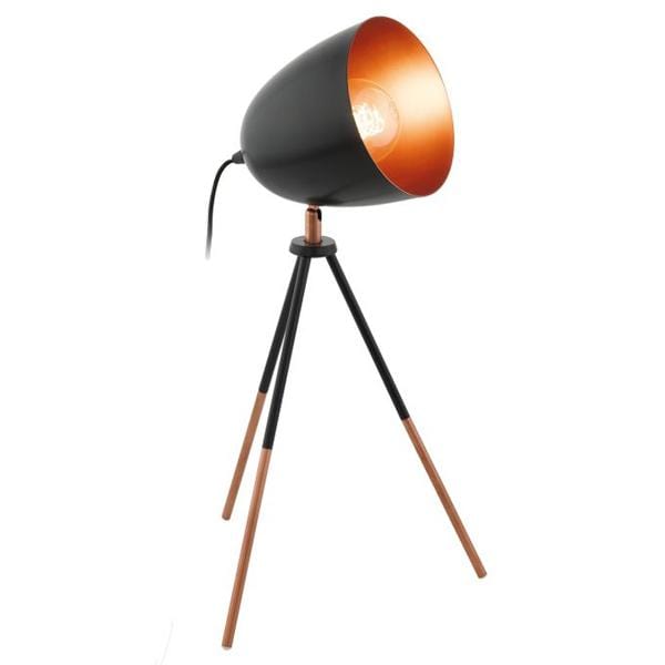 Eglo Lighting Table Lamps Black Chester Table Lamp 1Lt in Black/Copper 49385N