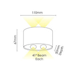Opula 2 Outdoor Up/Down LED Wall Light in Black or White