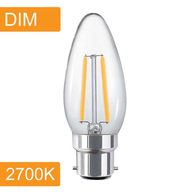 4w LED B22 Candle Globe Warm — 2700K