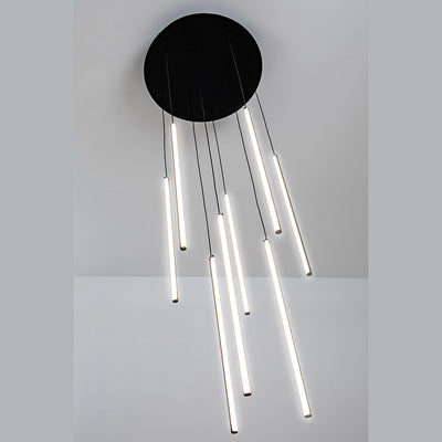 Centric Drop LED Pendant Light CCT 8Lt 72w Black, Gold — Black