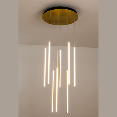 Centric Drop LED Pendant Light CCT 8Lt 72w Black, Gold — Gold