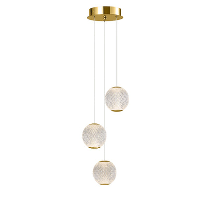 Langdon LED Pendant Light 3Lt 18w Gold, Black — Gold 3000K