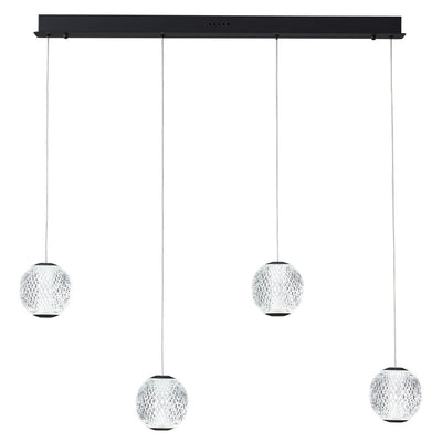 Langdon Bar LED Pendant Light 4Lt 24w Gold, Black — Black 3000K