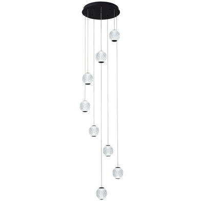 Langdon LED Pendant Light 8Lt 48w Gold, Black — Black 3000K
