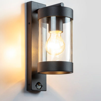 Modern Outdoor Sensor Wall Light in Black, White — Black