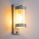 Modern Outdoor Sensor Wall Light in Black, White — White