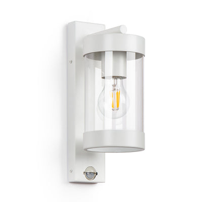Modern Outdoor Sensor Wall Light in Black, White — White