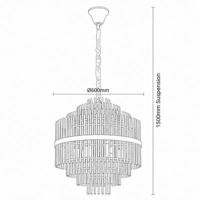 Chloe Glass Pendant Light 13Lt in Black, Gold
