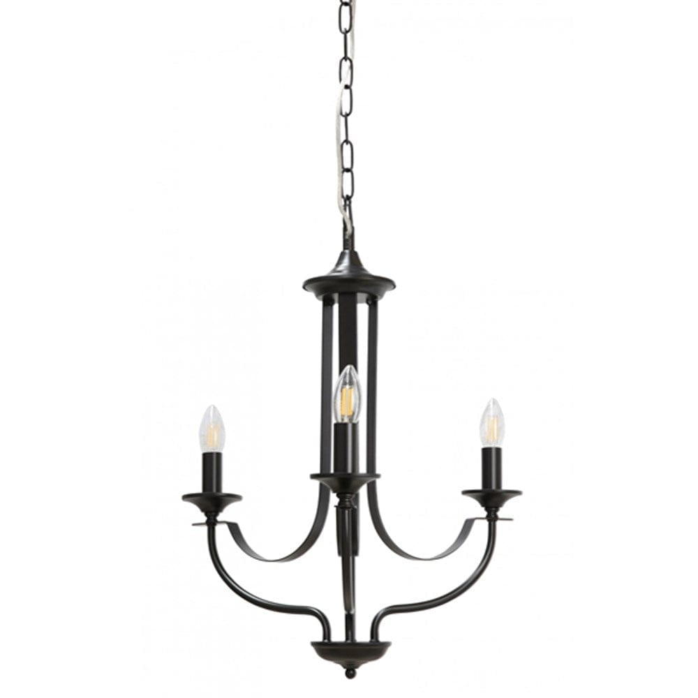 Fiorentino Chandeliers Hoodshire Chandelier 3Lt Lights-For-You HOODSHIRE-3L Black