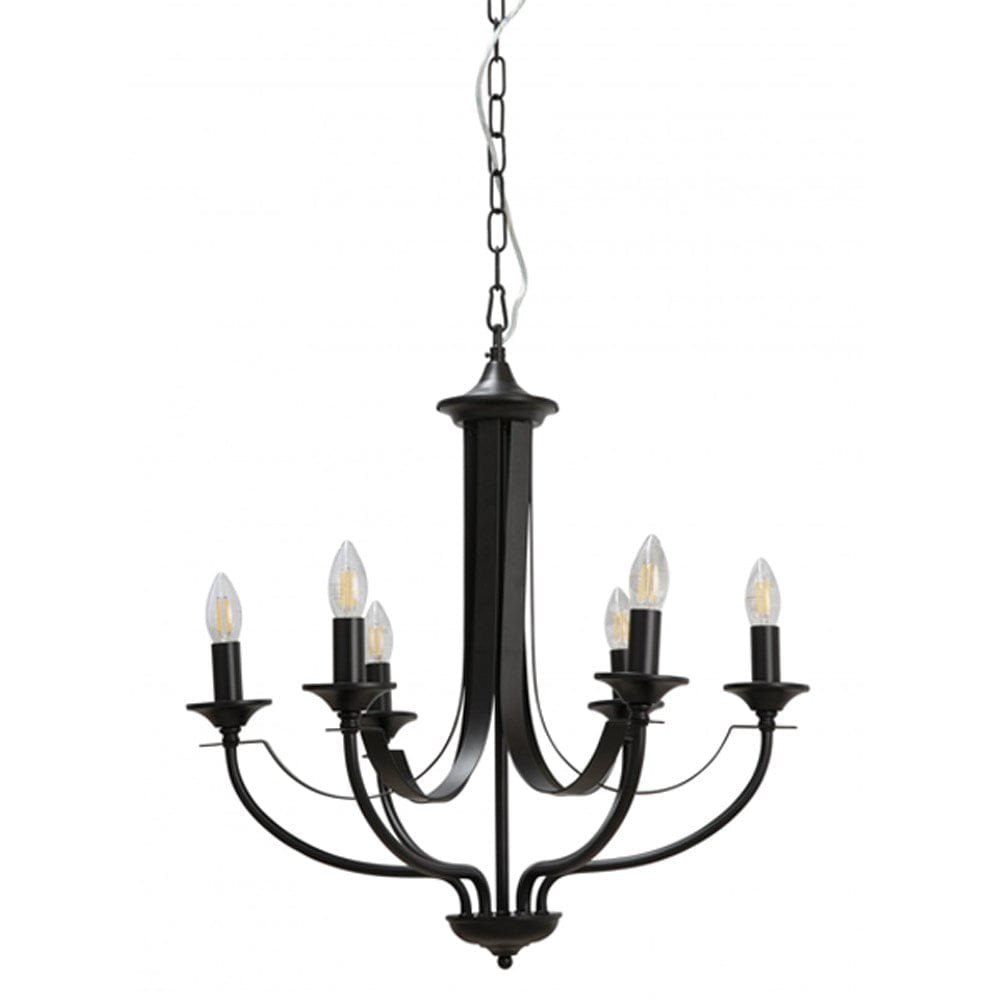 Fiorentino Chandeliers Hoodshire Chandelier 6Lt Lights-For-You HOODSHIRE-6L Black