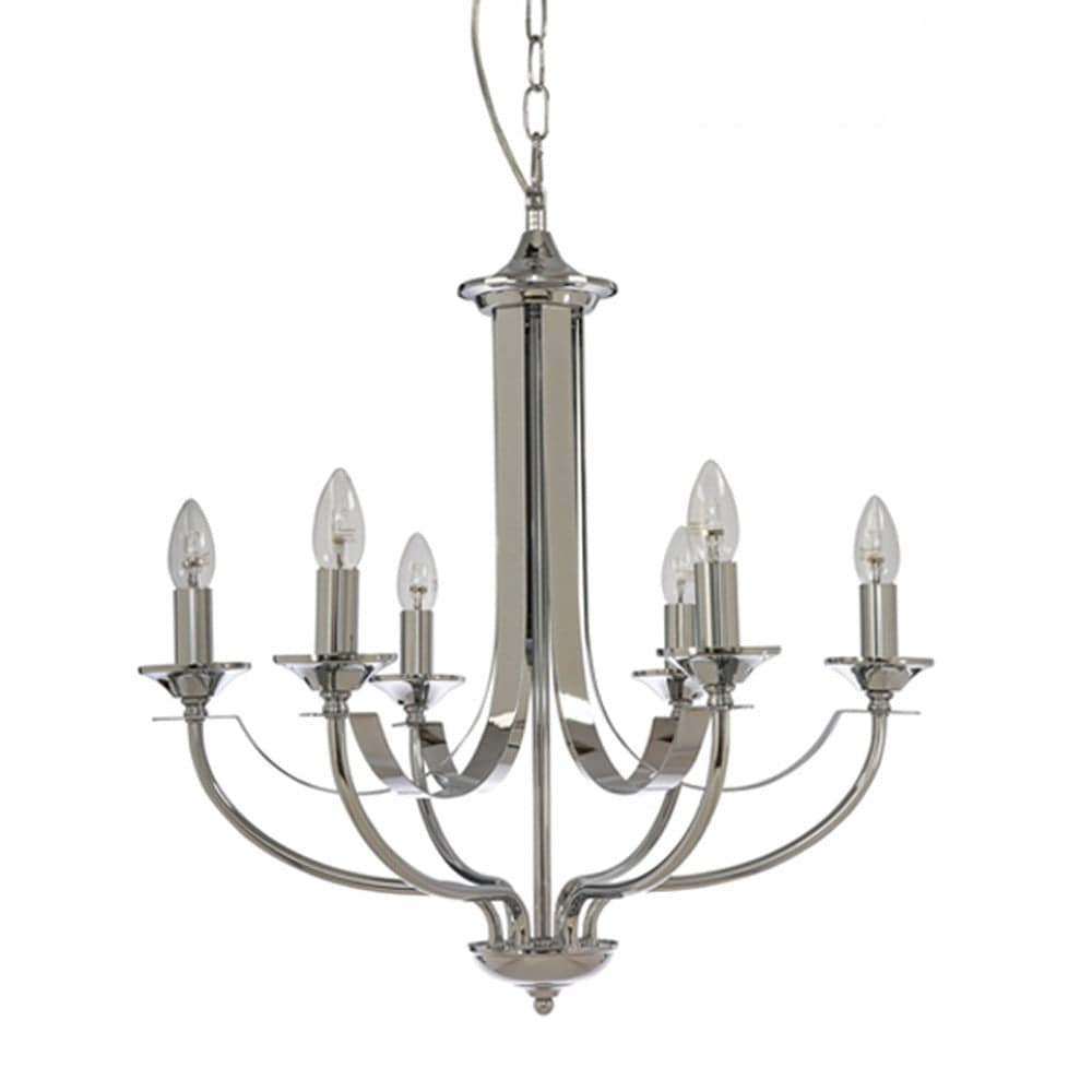 Fiorentino Chandeliers Hoodshire Chandelier 6Lt Lights-For-You HOODSHIRE-6L Chrome