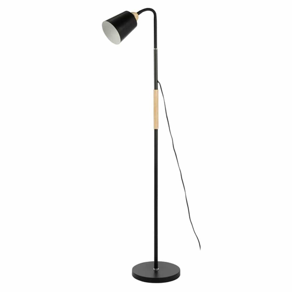 Fiorentino Floor Lamps Bontak Adjustable Head Floor Lamp 1Lt Lights-For-You BONTAK-F/L Black/Wood