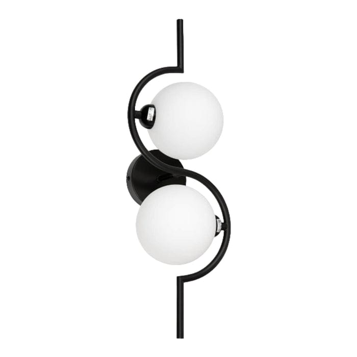 Fiorentino Wall Lights KORVAT 2 Light White Glass Shade Wall Light Lights-For-You KORVAT-A2 Black