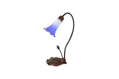 G & G Bros Group Table Lamps Single Lily Lamp White Blue Glass TLA1-001/WB Lights-For-You TLA1-001/WB