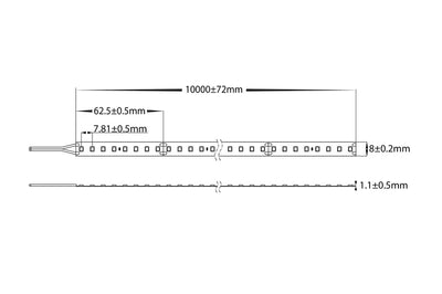 9.6w 24v DC IP20 LED Strip 3000k
