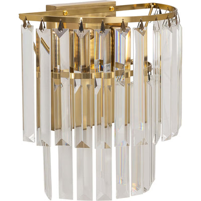 Celestial 2 Light 2 Tier Crystal Glass Wall Bracket Satin Brass