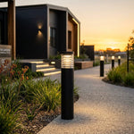 600mm Louvred LED Bollard Light 18w Large in Black Havit Commercial - HCP-262540