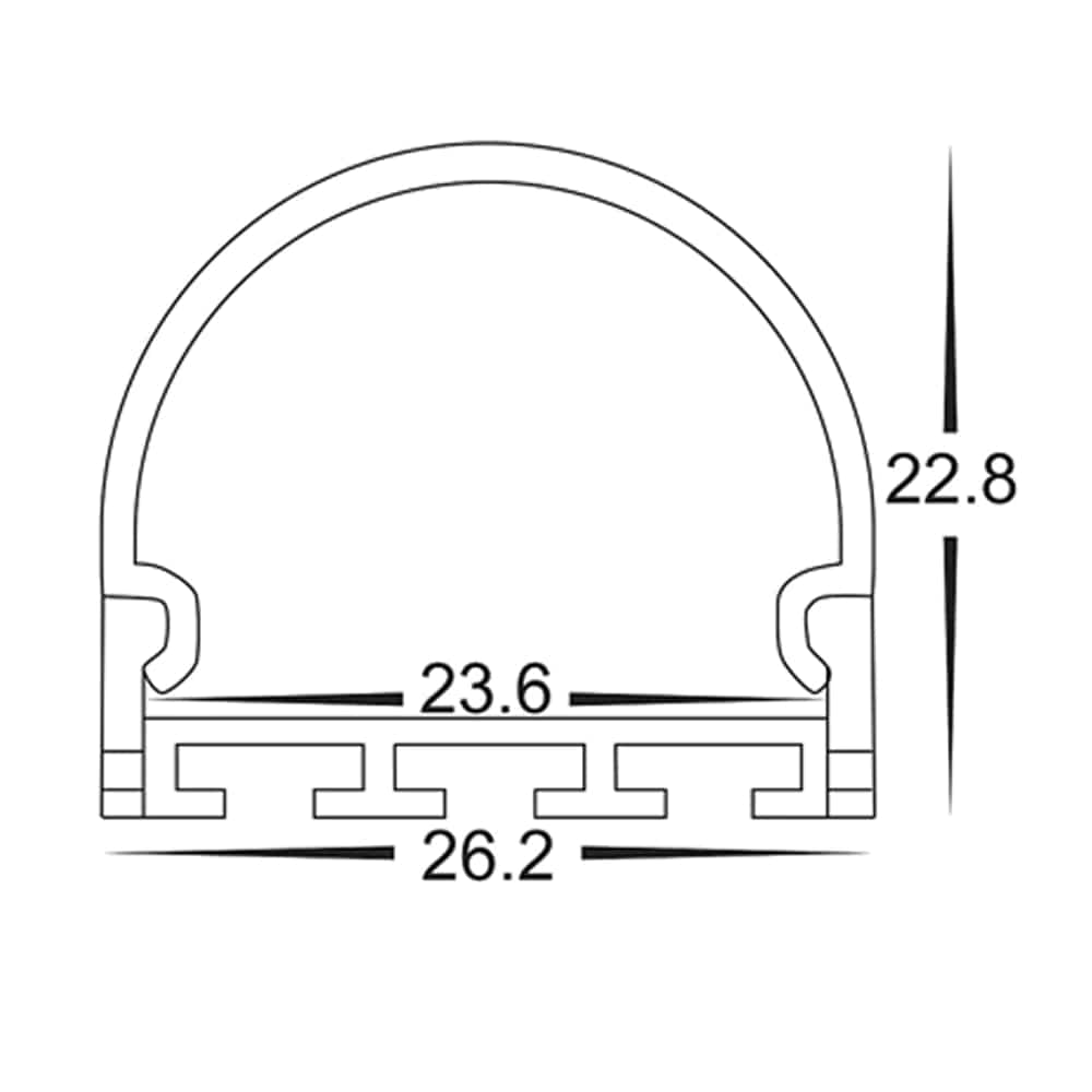 Havit Lighting Aluminium Profile 26mm x 23mm Silver Semi Round Lights-For-You