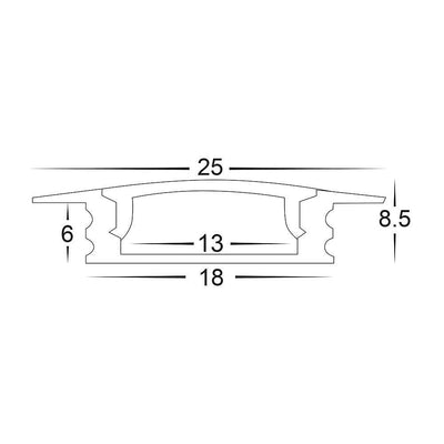 Havit Lighting Aluminium Profile HV9695-2507 - Shallow Square Winged Aluminium Profile Lights-For-You HV9695-2507 ACC1180ALH10