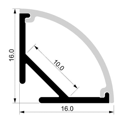 Havit Lighting Aluminium Profile HV9699-1616-2M - Corner Aluminium Profile 2m Length Lights-For-You HV9699-1616-2M ACC1282ALH10